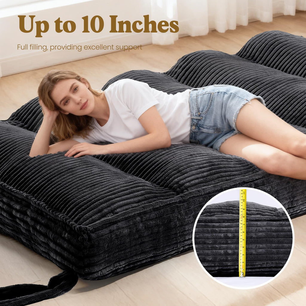 CD01-2,Full Size 10" Ultra Thick Japanese Floor Futon Mattress, Grey (Frame Not Included)