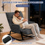 H02,Oversized Corduroy Rocking Chair, Adjustable Backrest & Footrest, Indoor Outdoor Lounge Chair