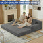 A011,2-in-1 Convertible Corduroy Boneless Sofa Bed, Compression Folding Floor Couch with 3 Pillows