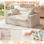 A08,2-in-1 Boneless Loveseat Sofa Bed, Fold Out Floor Couch with Pillows, Beige