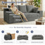 A-007,5-in-1 Convertible Corduroy Boneless Loveseat Sofa Bed with Ottoman, No Assembly