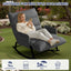 H02,Oversized Corduroy Rocking Chair, Adjustable Backrest & Footrest, Indoor Outdoor Lounge Chair