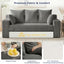 A-007,5-in-1 Convertible Corduroy Boneless Loveseat Sofa Bed with Ottoman, No Assembly