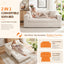A08,2-in-1 Boneless Loveseat Sofa Bed, Fold Out Floor Couch with Pillows, Beige