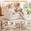 A08,2-in-1 Boneless Loveseat Sofa Bed, Fold Out Floor Couch with Pillows, Beige