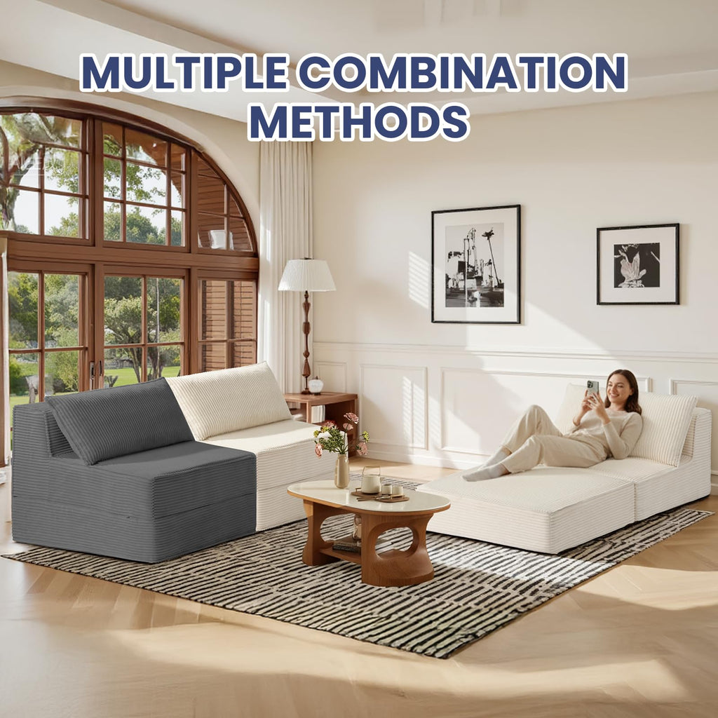 H03,Fold Out Convertible Loveseat Sofa Bed, Portable Floor Lounge with Pillow
