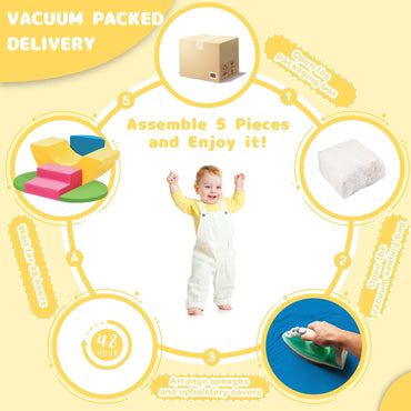 Soft Climbing Toys for Toddlers, 5pcs Modular Kids Foam Climbing Indoor, Play Gym Climbing Toys Climber, Soft Play Foam Blocks Set for Toddlers, Kids & Infant, Colorful