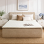 A-024,All‑in‑One Boneless Bed | No Assembly, Upholstered Frame with Headboard, 16.7" Medium‑Firm Memory Foam Mattress, Beige